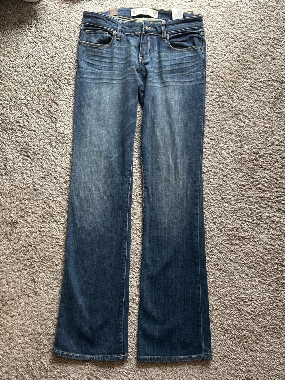 women's abercrombie & fitch blue low rise bootcut denim jeans